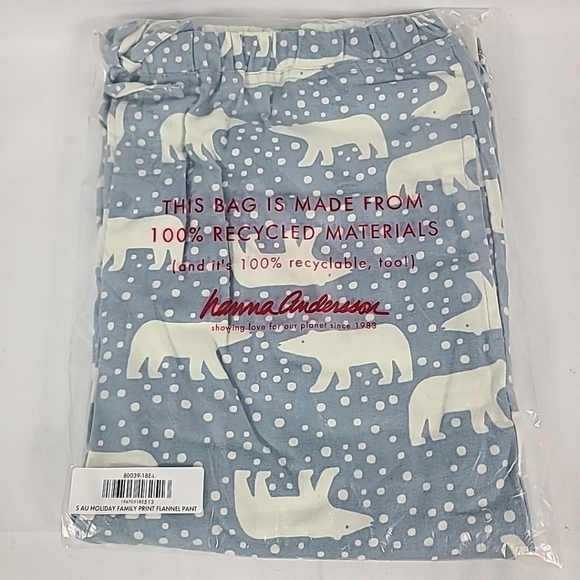 NEW Hanna Andersson Unisex Polar Bear Flannel Pajama Pants Adult Sz L Retail $59 - Picture 7 of 8